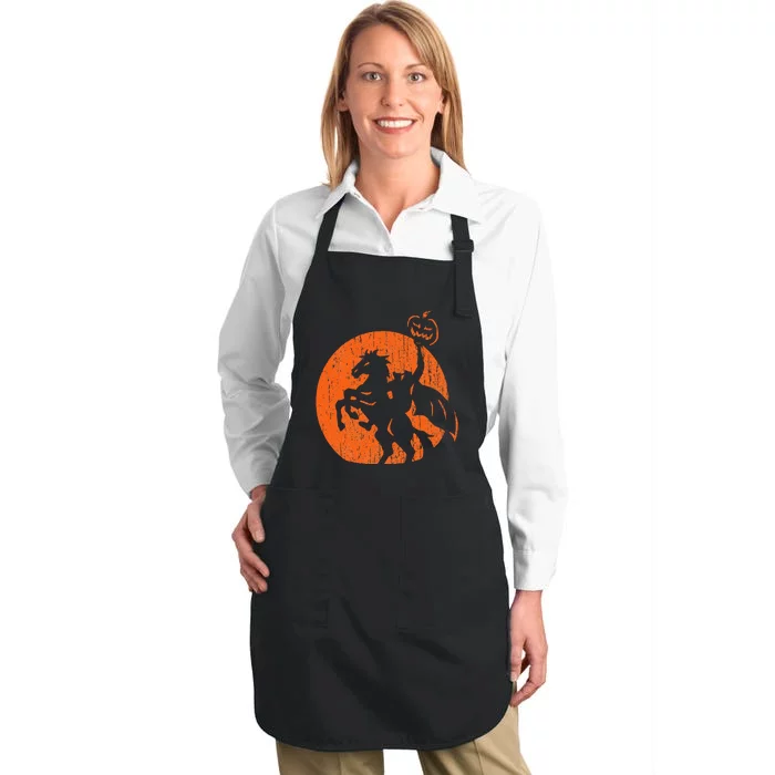 Halloween Headless Horseman Folklore Pumpkin JackOLantern Full-Length Apron With Pocket