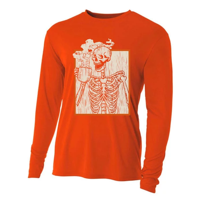 Happy Halloween Halloween Coffee Cute Skeleton Spooky Cute Gift Cooling Performance Long Sleeve Crew