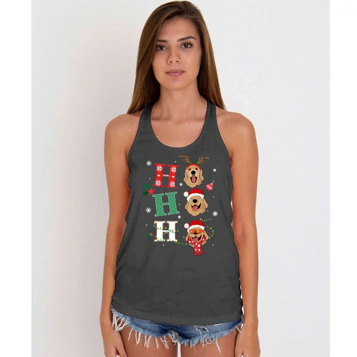 Ho Ho Ho Retrievers Golden Xmas Outfit Christmas Costume Gift Women's Knotted Racerback Tank