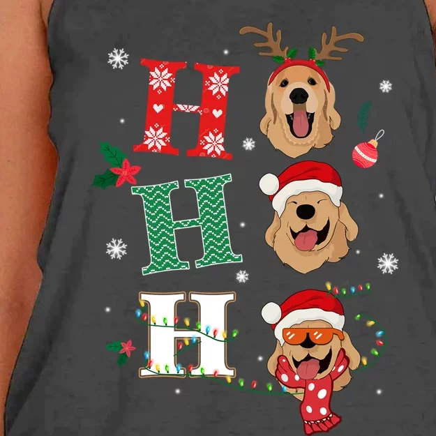 Ho Ho Ho Retrievers Golden Xmas Outfit Christmas Costume Gift Women's Knotted Racerback Tank