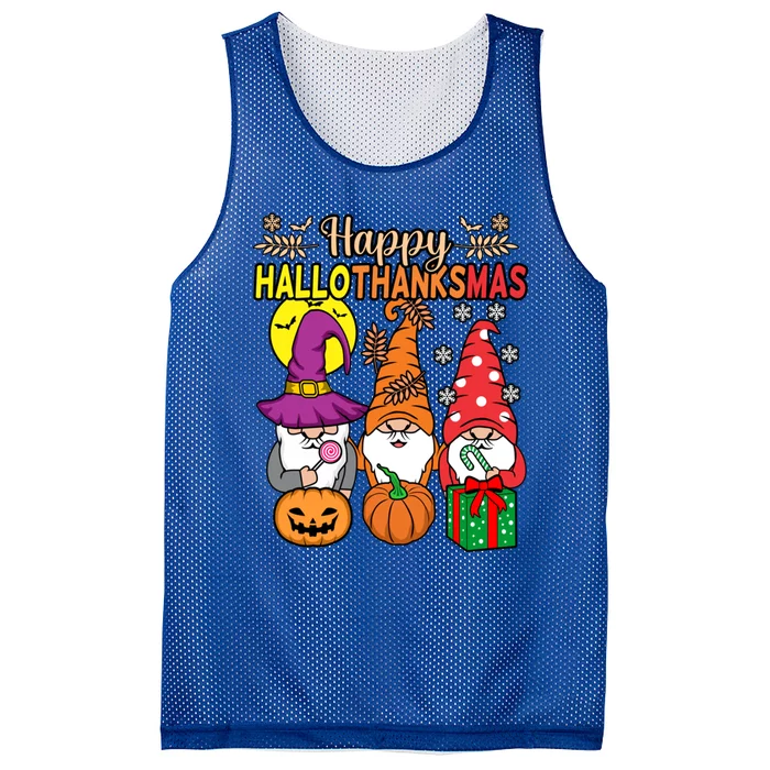 Happy Hallothanksmas Halloween Thanksgiving Gnomes Christmas Gift Mesh Reversible Basketball Jersey Tank