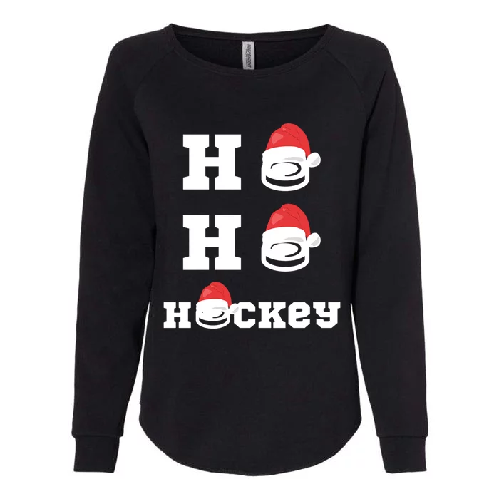 Ho Ho Hockey Funny Santa Hat Hockey Puck Ice Hockey Lover Gift Womens California Wash Sweatshirt