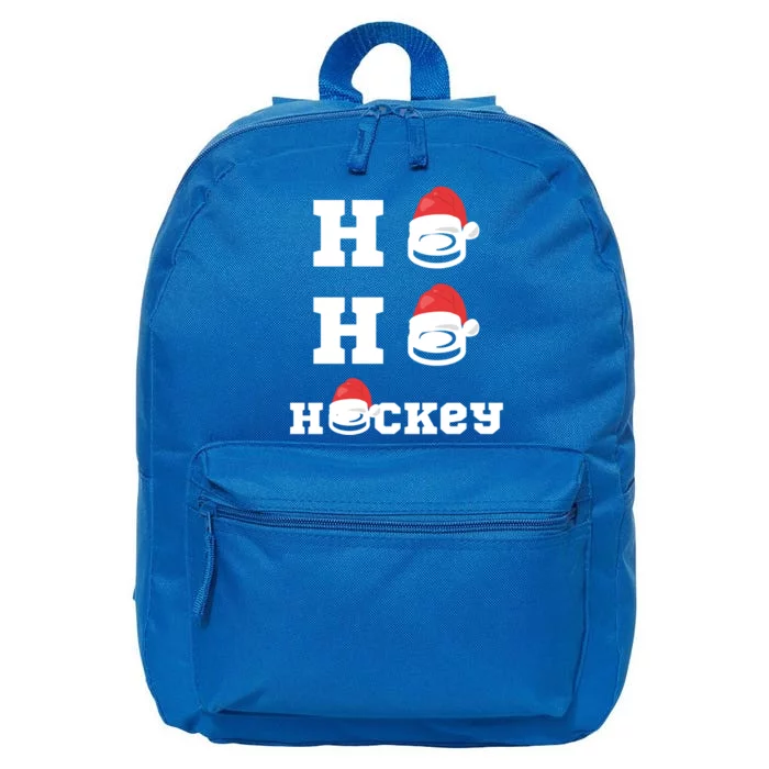 Ho Ho Hockey Funny Santa Hat Hockey Puck Ice Hockey Lover Gift 16 in Basic Backpack