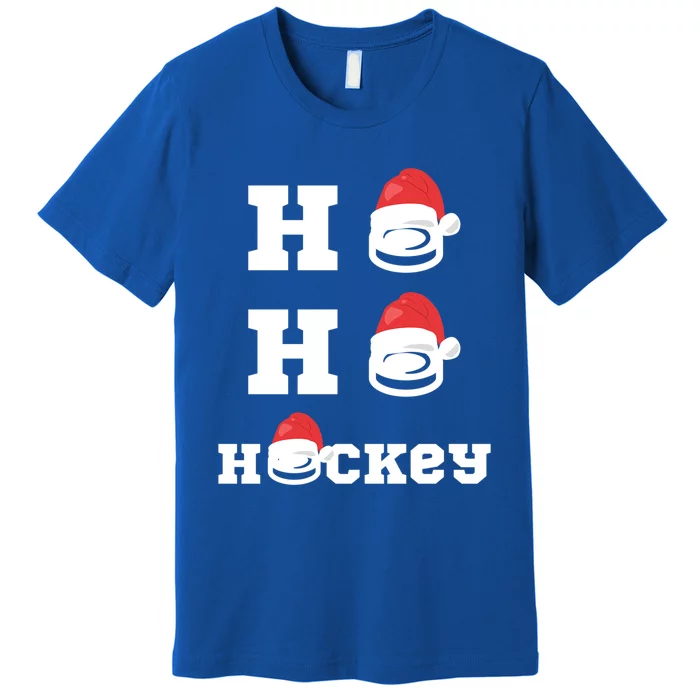 Ho Ho Hockey Funny Santa Hat Hockey Puck Ice Hockey Lover Gift Premium T-Shirt