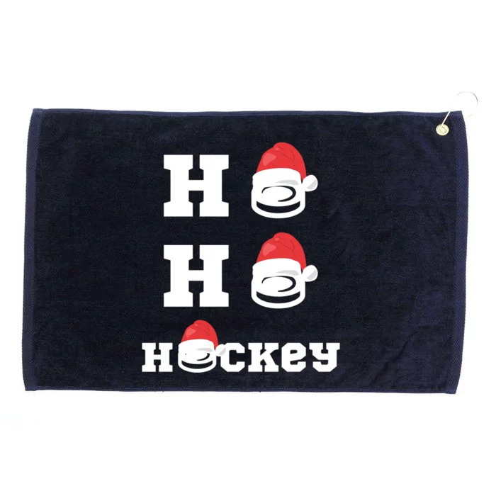 Ho Ho Hockey Funny Santa Hat Hockey Puck Ice Hockey Lover Gift Grommeted Golf Towel