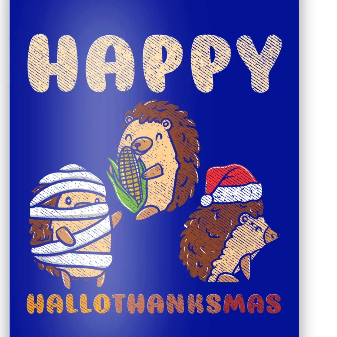 Happy Hallothanksmas Hedgehogs Christmas Gift Poster