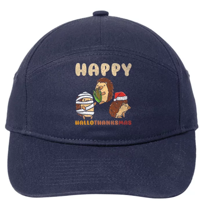 Happy Hallothanksmas Hedgehogs Christmas Gift 7-Panel Snapback Hat