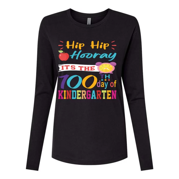 Hip Hip Hooray Its The 100 Days Of Kindergarten Womens Cotton Relaxed Long Sleeve T-Shirt