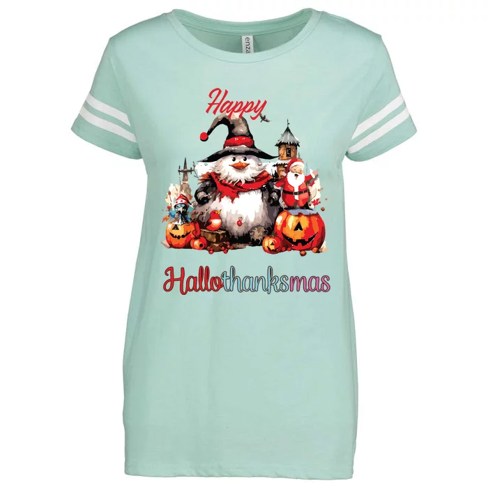 Happy Hallothanksmas Enza Ladies Jersey Football T-Shirt