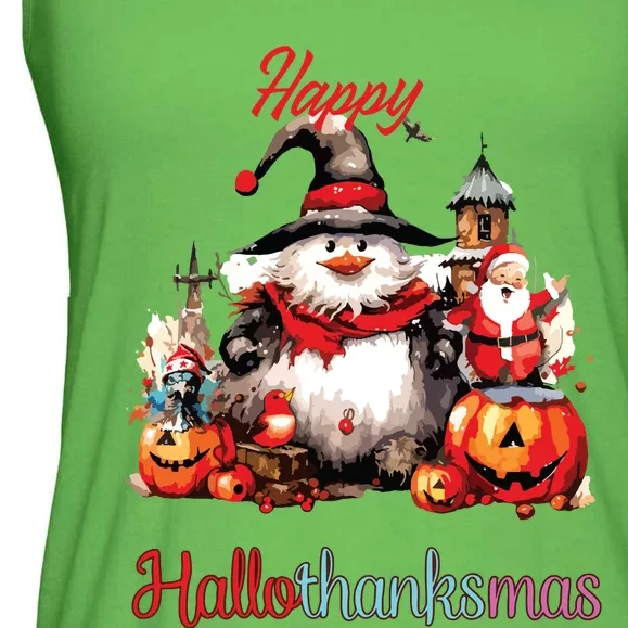 Happy Hallothanksmas Ladies Essential Flowy Tank