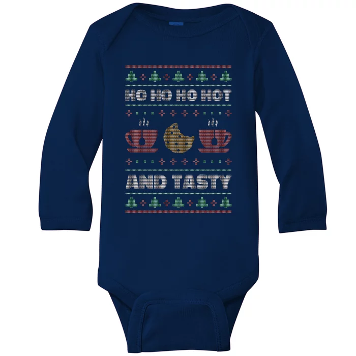 Ho Ho Ho Hot And Tasty Funny Christmas Cookie Ugly Sweater Gift Baby Long Sleeve Bodysuit