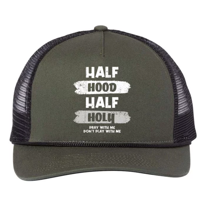 Half Hood Half Holy Vintage Meaningful Gift Retro Rope Trucker Hat Cap