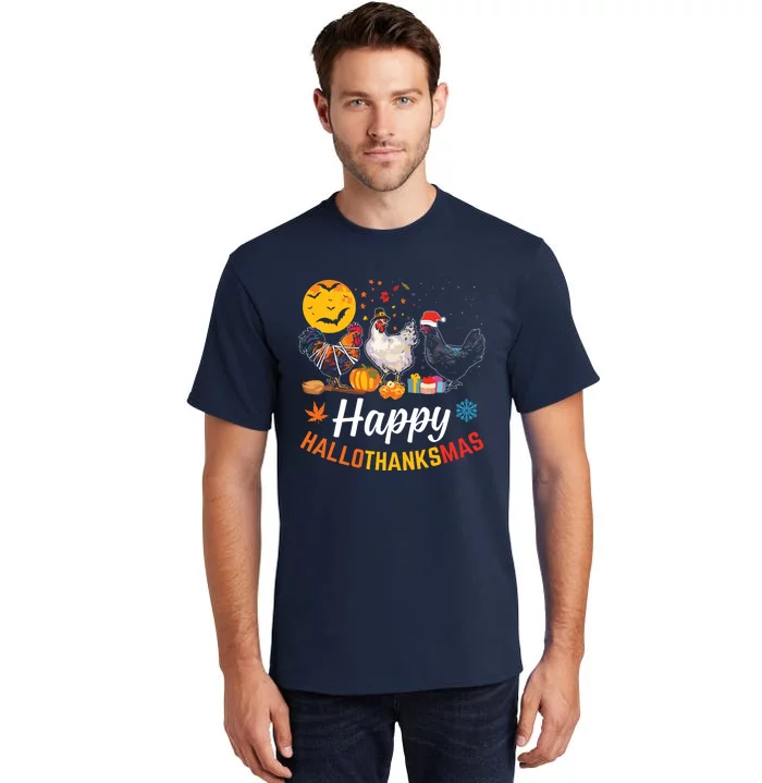 Happy Hallothanksmas Halloween Thanksgiving Xmas Chicken Tall T-Shirt