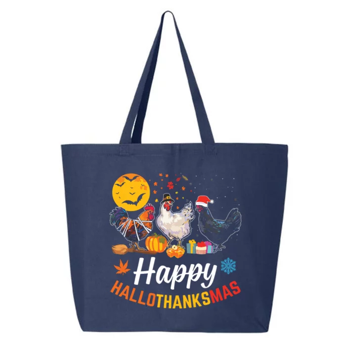 Happy Hallothanksmas Halloween Thanksgiving Xmas Chicken 25L Jumbo Tote