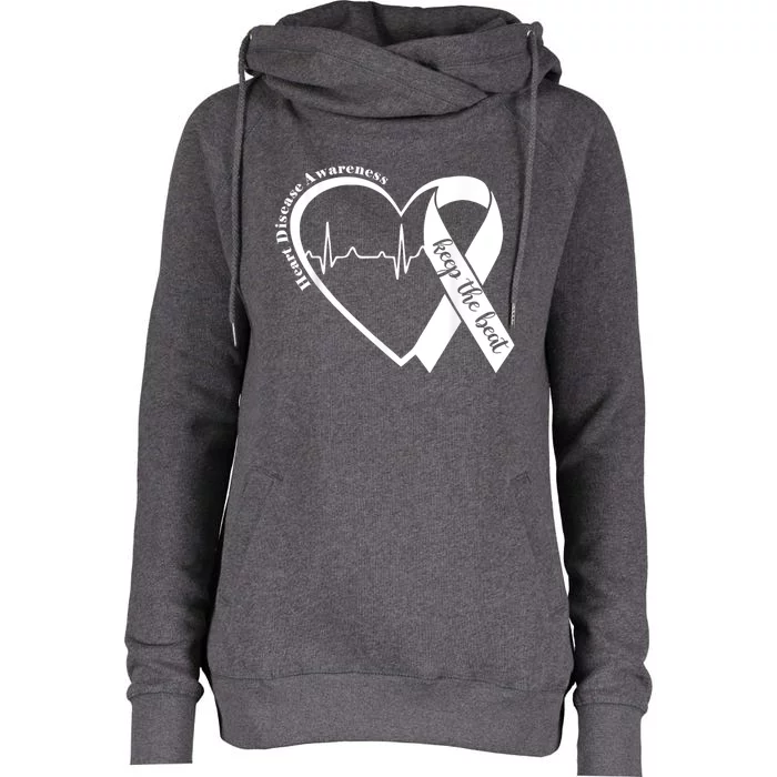 Heart Health Heart Disease Awareness Heartbeat Chd Wear Red Womens Funnel Neck Pullover Hood