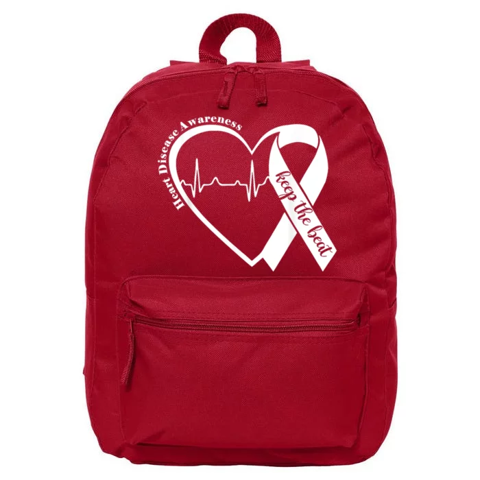 Heart Health Heart Disease Awareness Heartbeat Chd Wear Red 16 in Basic Backpack