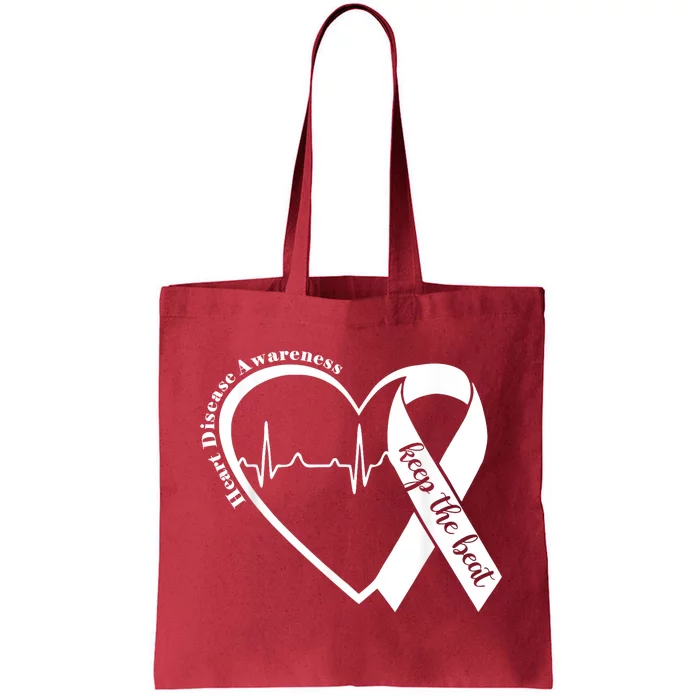 Heart Health Heart Disease Awareness Heartbeat Chd Wear Red Tote Bag