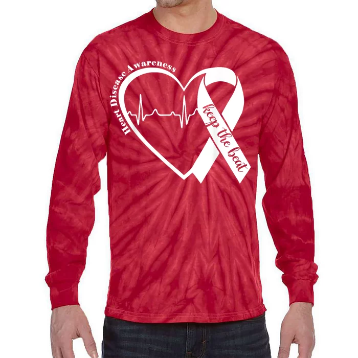 Heart Health Heart Disease Awareness Heartbeat Chd Wear Red Tie-Dye Long Sleeve Shirt