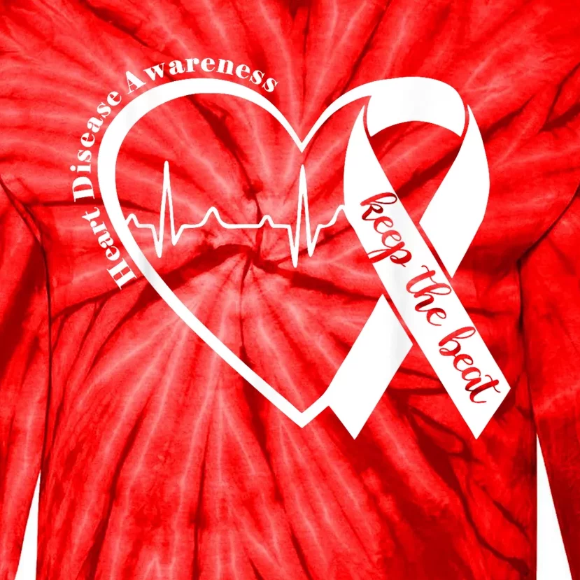 Heart Health Heart Disease Awareness Heartbeat Chd Wear Red Tie-Dye Long Sleeve Shirt