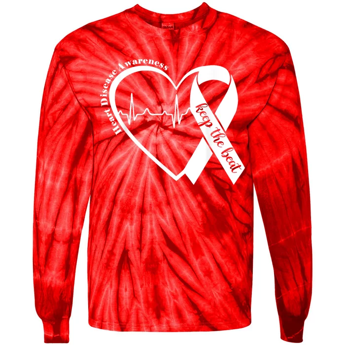 Heart Health Heart Disease Awareness Heartbeat Chd Wear Red Tie-Dye Long Sleeve Shirt