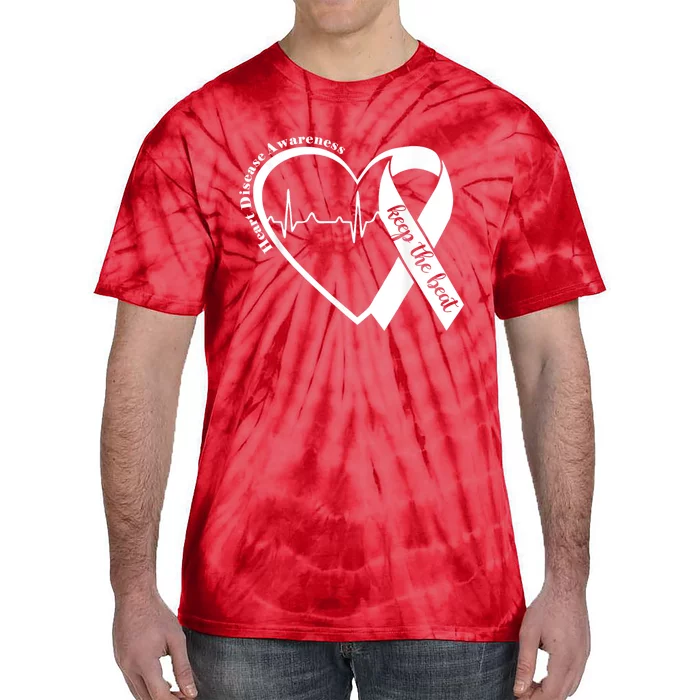 Heart Health Heart Disease Awareness Heartbeat Chd Wear Red Tie-Dye T-Shirt