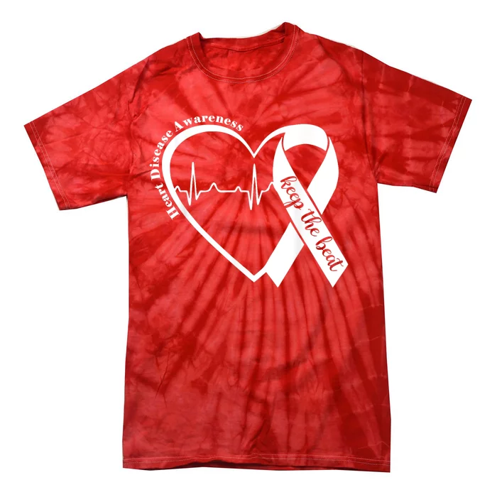 Heart Health Heart Disease Awareness Heartbeat Chd Wear Red Tie-Dye T-Shirt