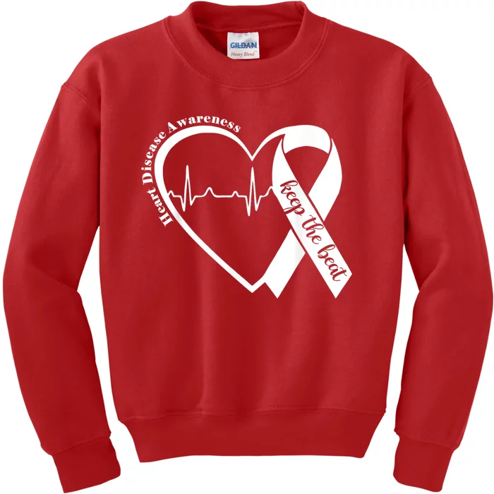 Heart Health Heart Disease Awareness Heartbeat Chd Wear Red Kids Sweatshirt