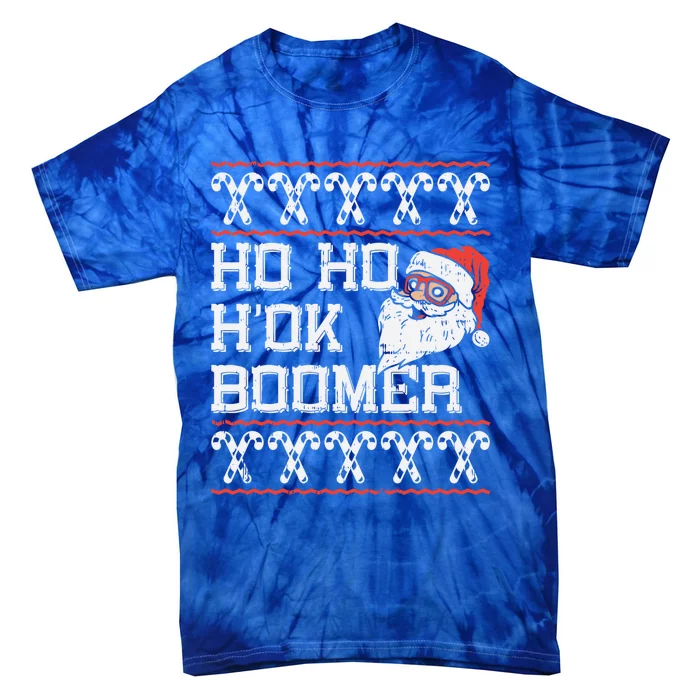 Ho Ho Hok Boomer Santa Fun Ugly Christmas Sweater Meme Gift Cute Gift Tie-Dye T-Shirt