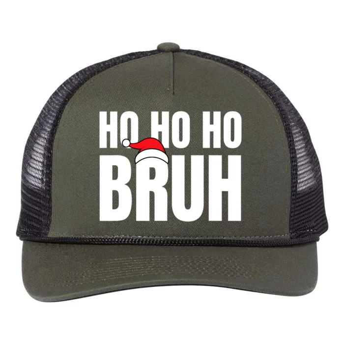 Ho Ho Ho Bruh Funny Christmas Holiday Teen Gift Santa Hat Retro Rope Trucker Hat Cap