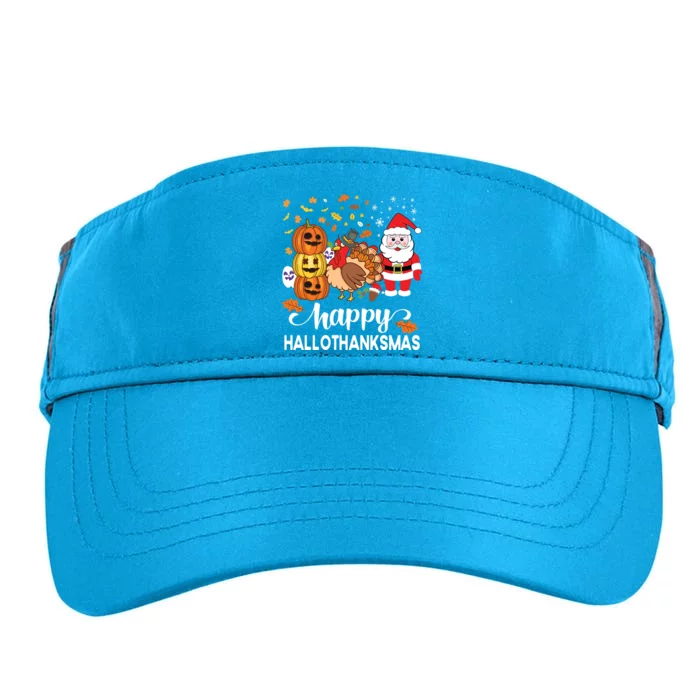 Happy Hallothanksmas Halloween Thanksgiving Christmas Day Long Sleeve Adult Drive Performance Visor