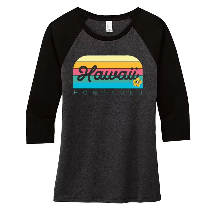 Honolulu Hawaii Women's Tri-Blend 3/4-Sleeve Raglan Shirt