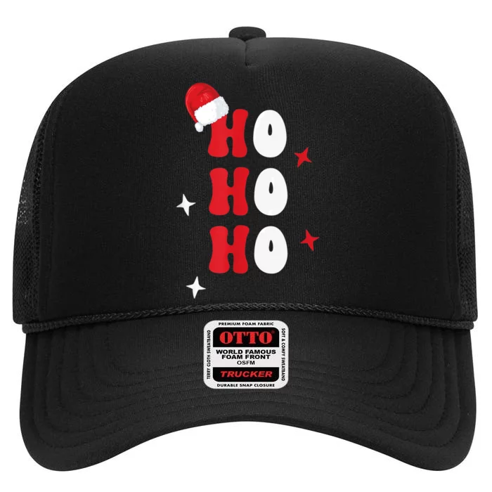 Ho Ho Ho Holiday Apparel, Hohoho Christmas Holiday Outfit High Crown Mesh Trucker Hat