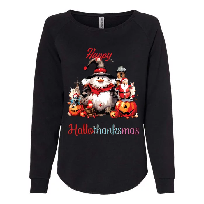 Happy Hallothanksmas Womens California Wash Sweatshirt