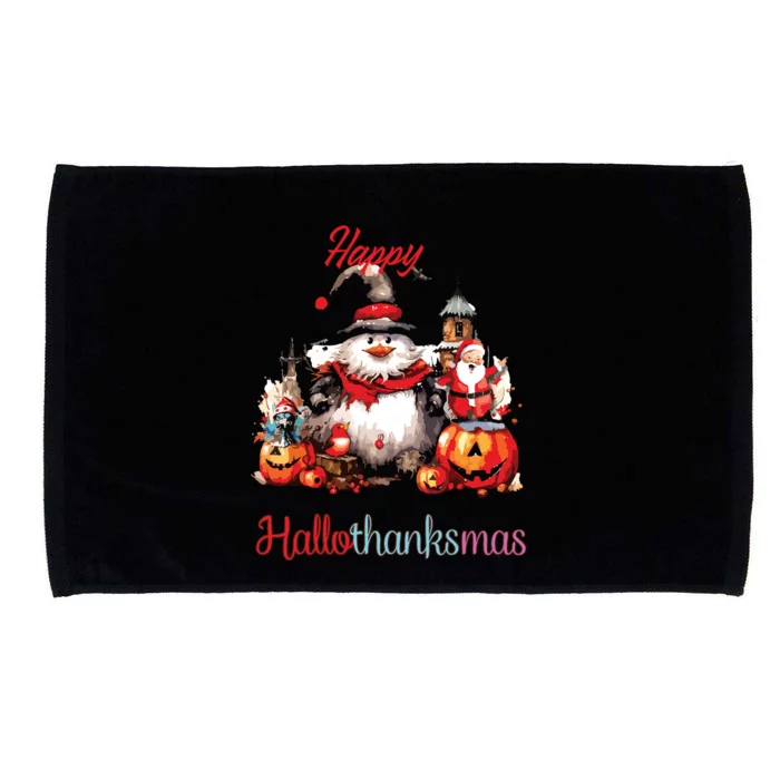 Happy Hallothanksmas Microfiber Hand Towel