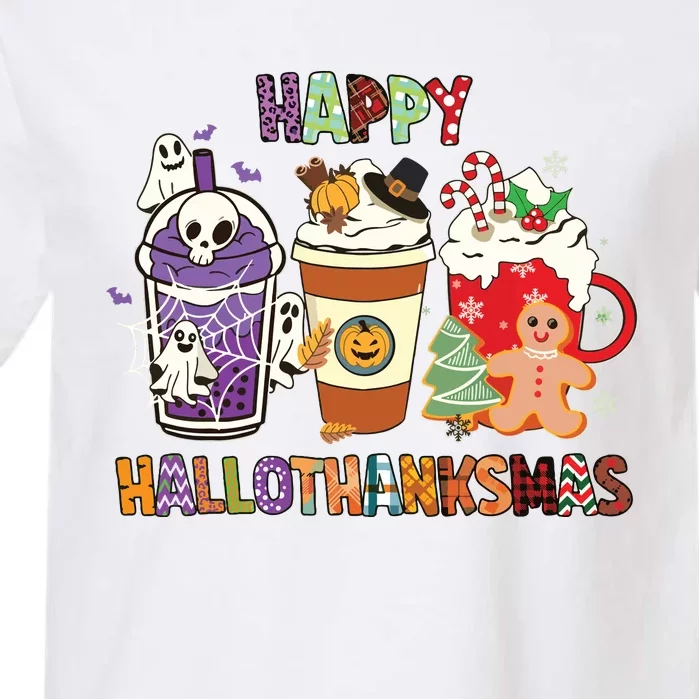 Happy Hallothanksmas Halloween Thanksgiving Christmas Design Garment-Dyed Heavyweight T-Shirt