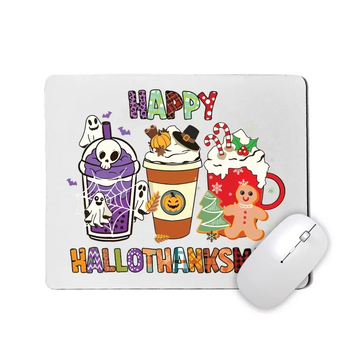 Happy Hallothanksmas Halloween Thanksgiving Christmas Design Mousepad