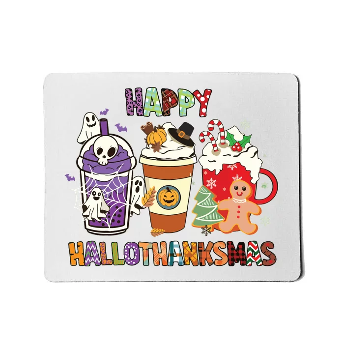 Happy Hallothanksmas Halloween Thanksgiving Christmas Design Mousepad