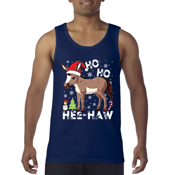 Ho Ho Hee Haw Donkey Christmas Pajama Funny Farmer Tank Top