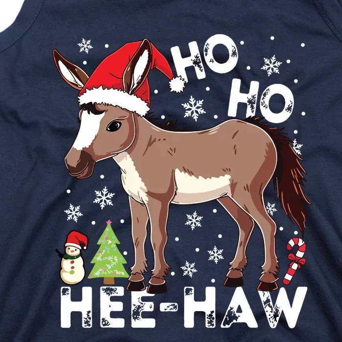 Ho Ho Hee Haw Donkey Christmas Pajama Funny Farmer Tank Top