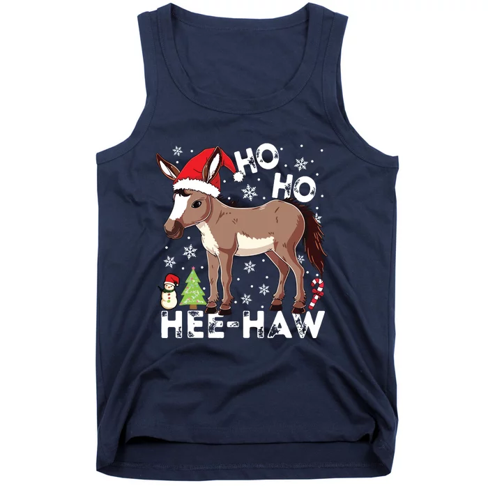 Ho Ho Hee Haw Donkey Christmas Pajama Funny Farmer Tank Top