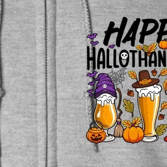 Happy Hallothanksmas Halloween Thanksgiving Christmas Beer Gift Full Zip Hoodie