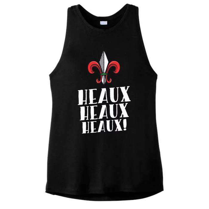 Heaux Heaux Heaux Cajun Christmas Louisiana Xmas New Orleans Ladies Tri-Blend Wicking Tank