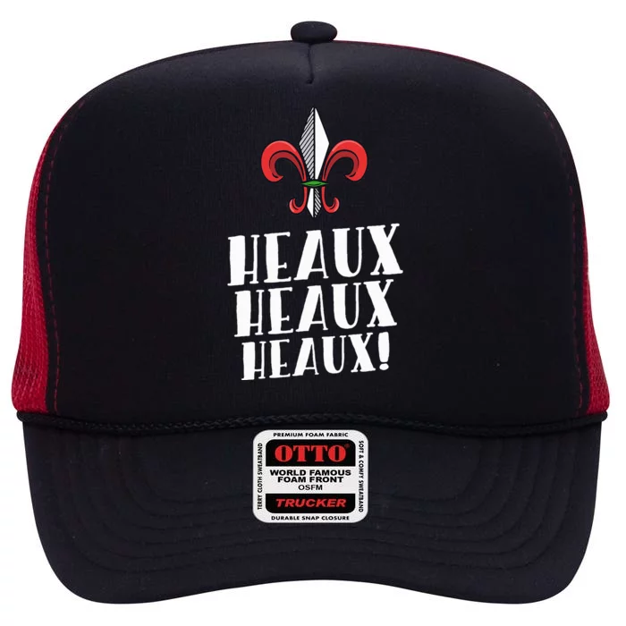 Heaux Heaux Heaux Cajun Christmas Louisiana Xmas New Orleans High Crown Mesh Trucker Hat