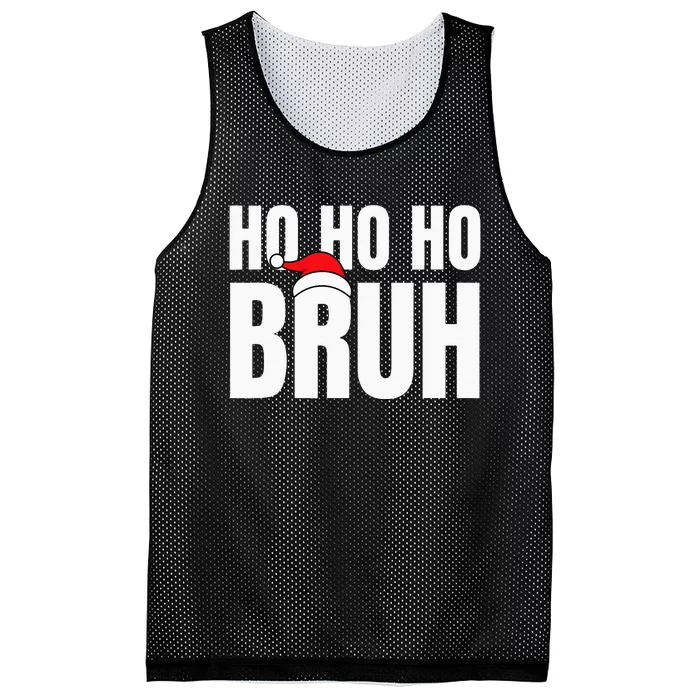 Ho Ho Ho Bruh Funny Christmas Holiday Teen Gift Santa Hat Mesh Reversible Basketball Jersey Tank