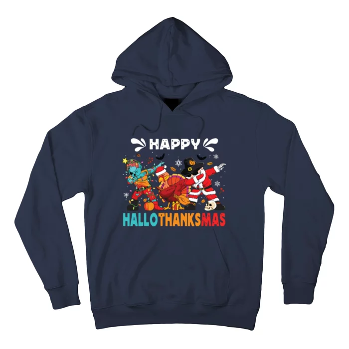 Happy Hallothanksmas Halloween Thanksgiving Christmas Hoodie