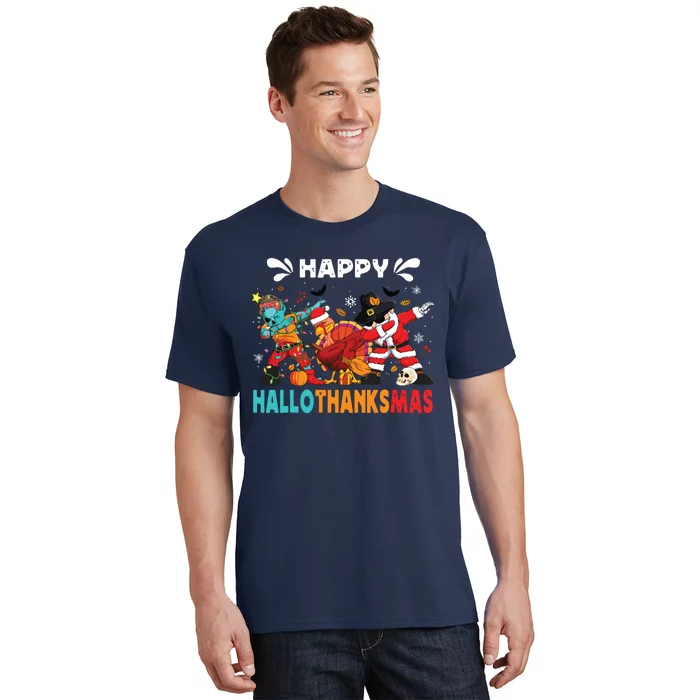 Happy Hallothanksmas Halloween Thanksgiving Christmas T-Shirt