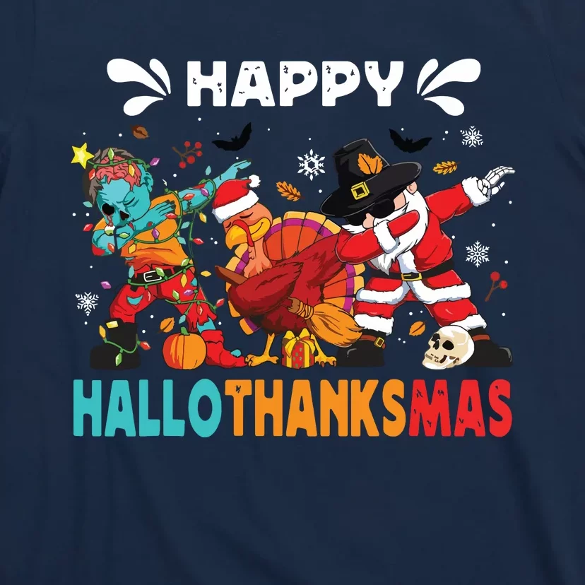 Happy Hallothanksmas Halloween Thanksgiving Christmas T-Shirt