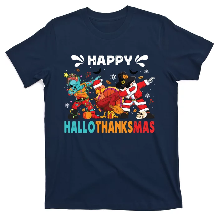 Happy Hallothanksmas Halloween Thanksgiving Christmas T-Shirt