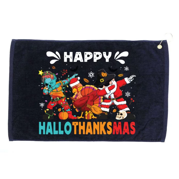 Happy Hallothanksmas Halloween Thanksgiving Christmas Grommeted Golf Towel