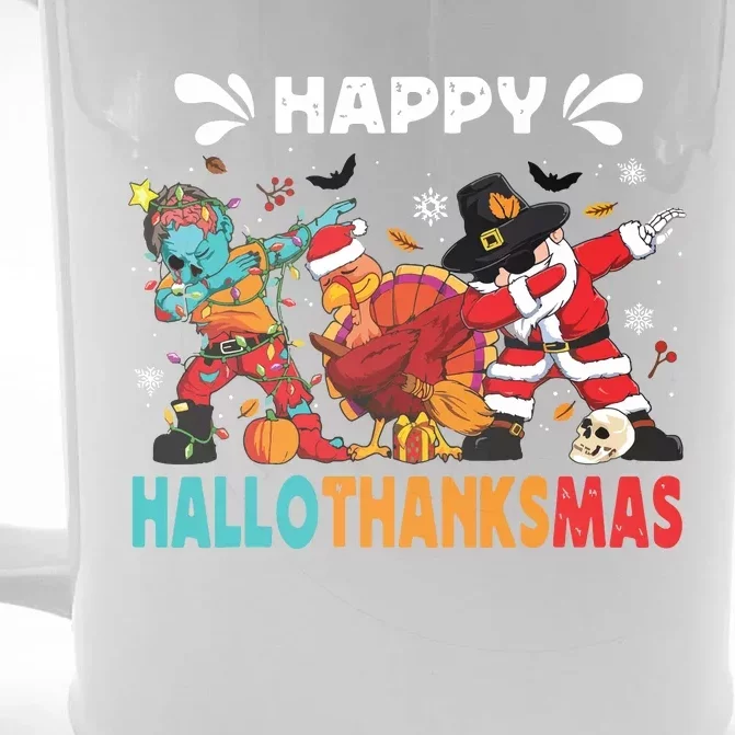 Happy Hallothanksmas Halloween Thanksgiving Christmas Front & Back Beer Stein